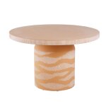 Table de jardin ronde en fibre de ciment gravé coloris argile orangé 4 personnes d120 Table de jardin ronde en fibre de ciment gravé coloris argile orangé 4 personnes d120