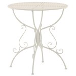 Table de jardin ronde en mtal blanc