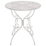 Table de jardin ronde en mtal blanc antique