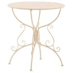 Table de jardin ronde en mtal crme antique