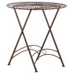 Table de jardin ronde en métal marron antique Table de jardin ronde en métal marron antique