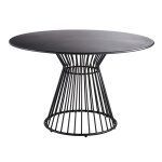 Table de jardin ronde en mtal noir mat 4 personnes d120