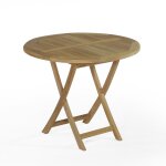 Table de jardin ronde pliante en teck massif d90