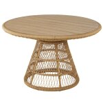 Table de jardin ronde professionnelle 4 personnes en bois d'eucalyptus et rsine recycle