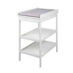 Table à langer 2 étagères en bois blanc matelas à langer gris roba Table à langer 2 étagères en bois blanc matelas à langer gris roba