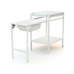 Table à langer avec baignoire en bois blanc Table à langer avec baignoire en bois blanc