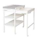 Table à langer avec baignoire et matelas en bois blanc Table à langer avec baignoire et matelas en bois blanc