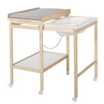 Table  langer avec baignoire et matelas gris en bois bicolore