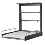 Table  langer murale en bois anthracite + matelas  langer