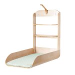 Table  langer murale en bois naturel + matelas  langer vert