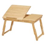 Table de lit pliable en bambou couleur boisée Table de lit pliable en bambou couleur boisée