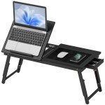 Table de lit pliable et r�glable tiroir bambou noir