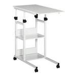 Table de lit roulante hauteur rglable 2 tagres intgres