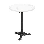 Table � mange ronde 60 cm inclinable marbre blanc / argent et pied noir