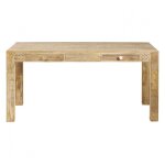 Table à manger 4 personnes en manguier sculpté l140 Table à manger 4 personnes en manguier sculpté l140