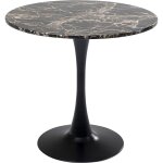 Table à manger 4 personnes ronde effet marbre noir d80 Table à manger 4 personnes ronde effet marbre noir d80