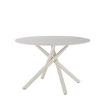 Table � manger 4pers effet travertin / m�tal �120cm beige