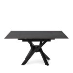 Table  manger 6 / 8 personnes cramique et mtal 90 - 150x150 gris fonc