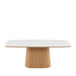 Table � manger 8 personnes effet marbre et bois - bois clair
