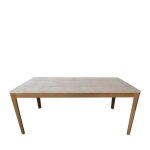 Table  manger 8 personnes effet travertin et bois - beige