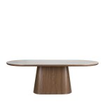Table à manger 8 personnes ovale en pierre et bois - bois foncé Table à manger 8 personnes ovale en pierre et bois - bois foncé