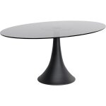 Table  manger 8 personnes en verre fum et aluminium noir l180