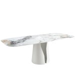 Table à manger baril ovale marbre porcelaine Table à manger baril ovale marbre porcelaine