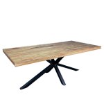 Table � manger en bois recycl� pied mikado m�tal noir l200cm