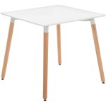 Table à manger carrée en bois blanc Table à manger carrée en bois blanc