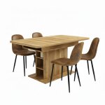 Table � manger ch�ne avec rangement int�gr� et 4 chaise marron