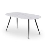 Table à manger effet bois, métal blanc 6 personnes Table à manger effet bois, métal blanc 6 personnes