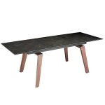 Table  manger effet bois noyer et porcelaine noir