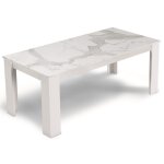 Table à manger effet marbre blanc 4 / 6 personnes d160 Table à manger effet marbre blanc 4 / 6 personnes d160