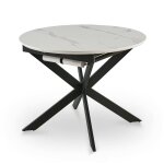 Table  manger extensible en bois mdf, mtal blanc 5 personnes