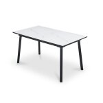 Table  manger extensible en bois mdf, mtal blanc 8 personnes