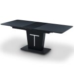 Table  manger extensible en bois mdf, mtal noir 6 personnes