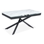 Table � manger extensible ismael en verre effet marbre blanc et pieds