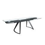 Table  manger extensible rectangulaire en verre tremp et acier noir