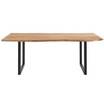 Table à manger industrielle en bois d'acacia et métal noir 8 / 10 personnes l200 Table à manger industrielle en bois d'acacia et métal noir 8 / 10 personnes l200