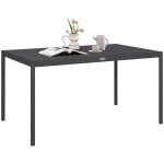 Table  manger de jardin 6 places lattes aspect bois aluminium gris