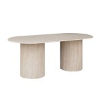 Table � manger en marbre composite beige 6 personnes