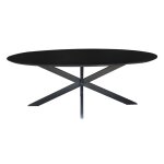Table à manger ovale 6 personnes 160 cm en bois massif noir Table à manger ovale 6 personnes 160 cm en bois massif noir