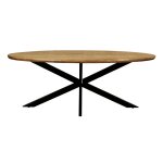Table à manger ovale 8 / 10 personnes l. 210 cm, manguier et métal Table à manger ovale 8 / 10 personnes l. 210 cm, manguier et métal