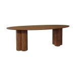 Table � manger ovale bois d'h�v�a et placage ch�ne noyer 8 places