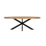 Table à manger avec plateau ovale en bois de manguier massif 200 cm Table à manger avec plateau ovale en bois de manguier massif 200 cm