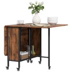 Table  manger pliante extensible sur roulettes 6 personnes marron