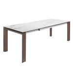 Table à manger porcelaine blanc et effet bois noyer Table à manger porcelaine blanc et effet bois noyer