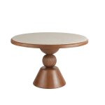 Table à manger professionnelle ronde effet terrazzo et en bois de manguier massif 6 personnes d120 Table à manger professionnelle ronde effet terrazzo et en bois de manguier massif 6 personnes d120