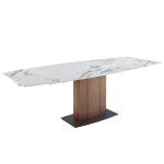 Table à manger à rallonge baril ovale marbre porcelaine Table à manger à rallonge baril ovale marbre porcelaine