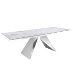 Table à manger à rallonge rectangulaire marbre porcelaine Table à manger à rallonge rectangulaire marbre porcelaine